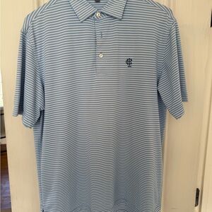 Peter Millar Blue and White Striped Polo Shirt